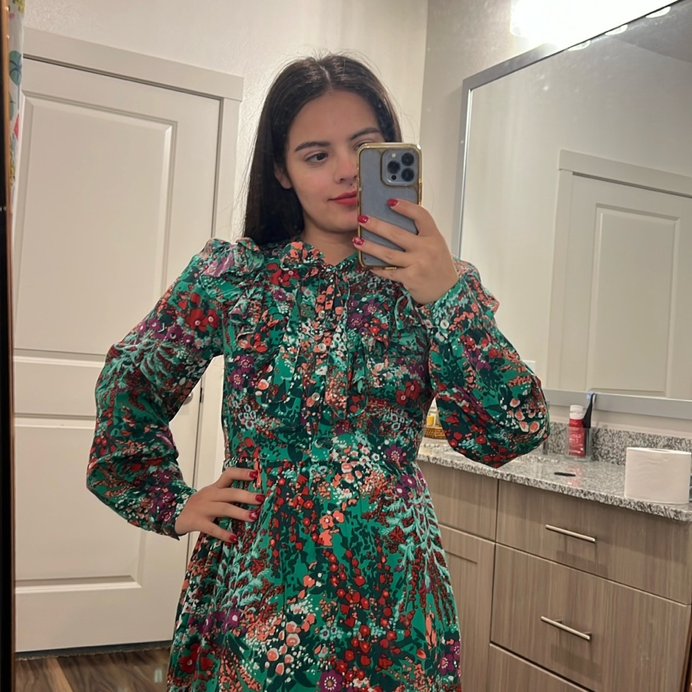 Banjanan Liberty Floral Tie Neck Mini Dress - Picture 3 of 11
